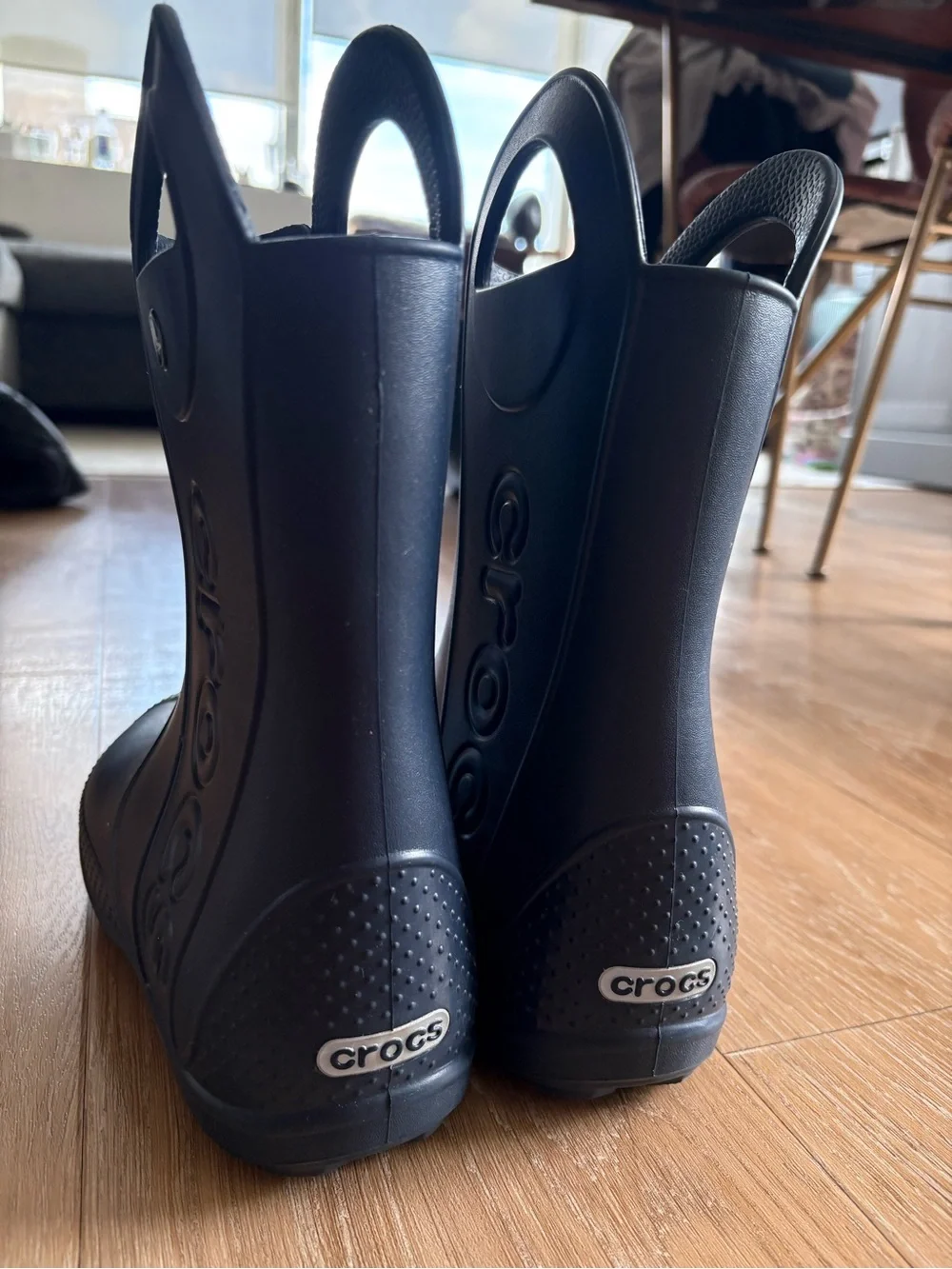 CROCS Kids' Navy Pull-On Handle Rain Boots Sz 3